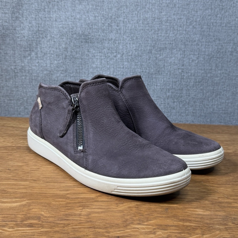 Ecco Womens Soft7 Shoe Size 37 6 Gray Nubuck Zip Bootie Mid Sneaker Comfy Casual